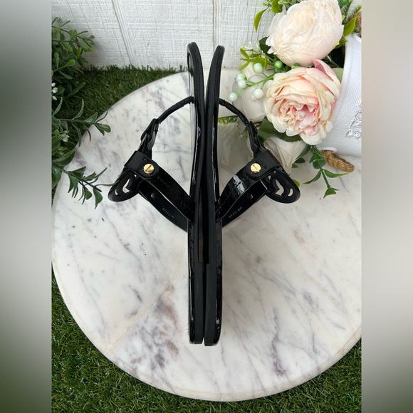 Tory Burch women 
Miller Patent Leather Thong Sandals black  SZ 8 preowned - Picture 14 of 16